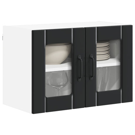 Vidaxl wandglas cabinet lucca zwart 60 x 31 x 40 cm bewerkt hout