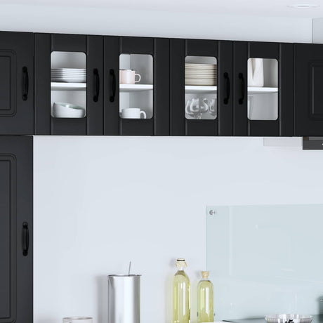 Vidaxl wandglas cabinet lucca 2 st zwart bewerkt hout