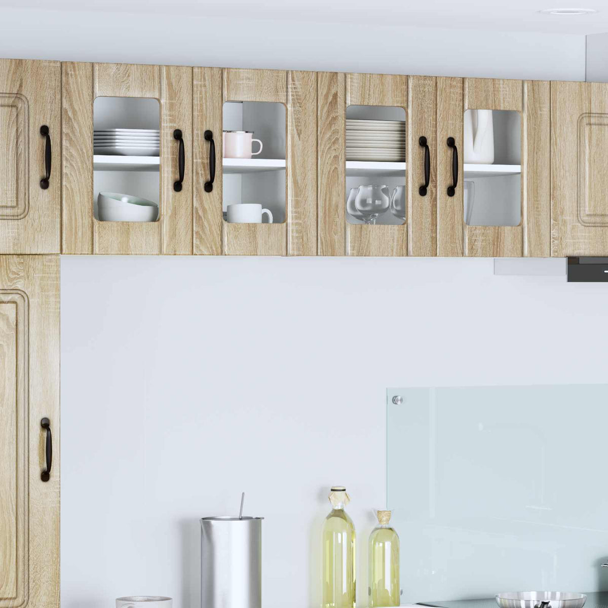 Vidaxl wandglas cabinet lucca 2 st sonoma eiken bewerkt hout