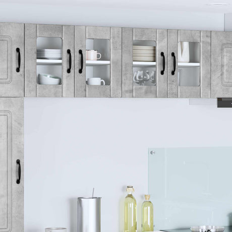 Vidaxl wandglas cabinet lucca 2 st betongrijs bewerkt hout