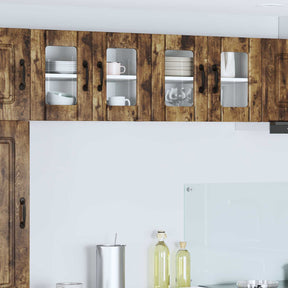 Vidaxl wandglas cabinet lucca 2 st gerookt eiken bewerkt hout
