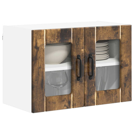 Vidaxl wandglas cabinet lucca 2 st gerookt eiken bewerkt hout
