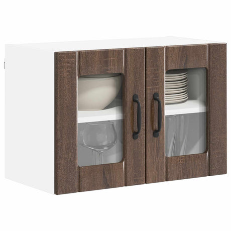 Vidaxl wandglas cabinet lucca 2 st bruin eiken bewerkt hout