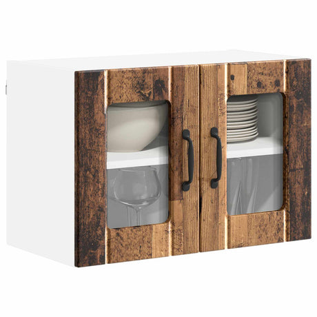 Vidaxl wandglas cabinet lucca oud hout 60 x 31 x 40 cm bewerkt hout