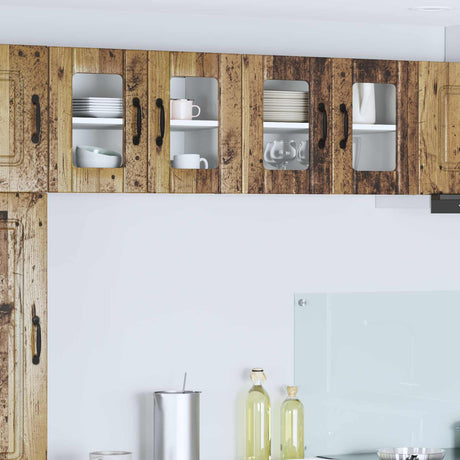 Vidaxl wandglas cabinet lucca 2 st oud hout bewerkt hout