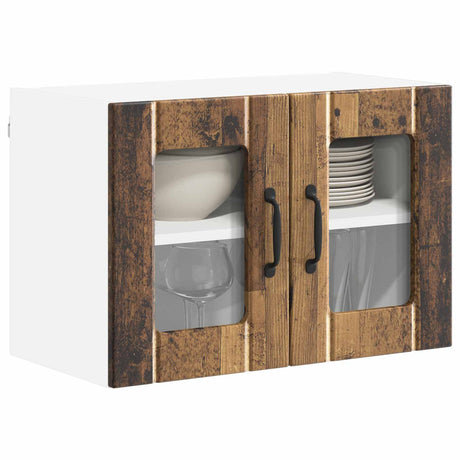 Vidaxl wandglas cabinet lucca 2 st oud hout bewerkt hout