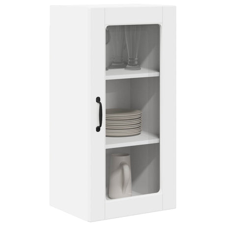 Vidaxl wandglas cabinet lucca wit 40 x 31 x 80 cm bewerkt hout