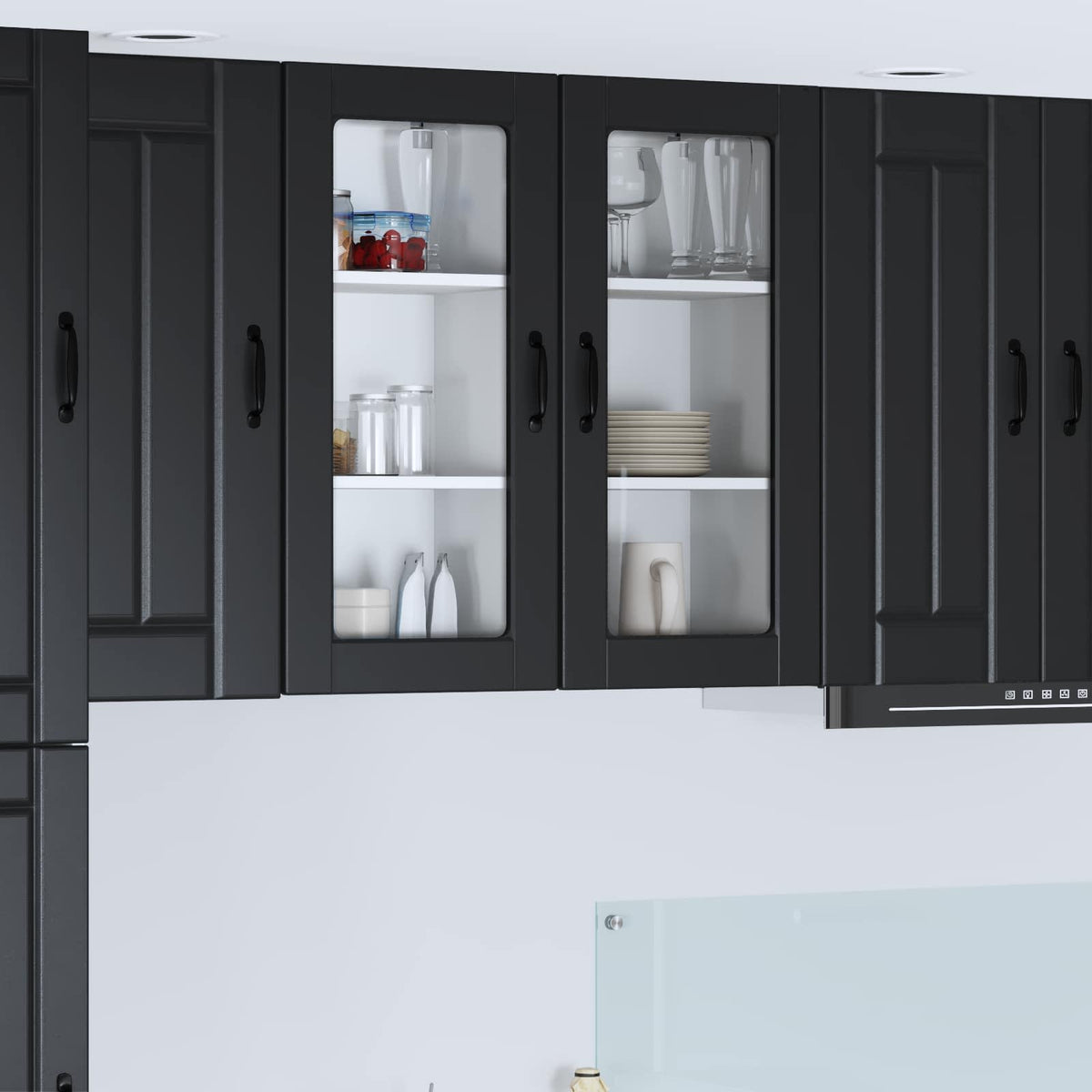 Vidaxl wandglas cabinet lucca 2 st zwart bewerkt hout