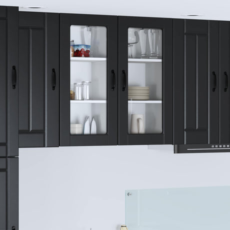 Vidaxl wandglas cabinet lucca 2 st zwart bewerkt hout