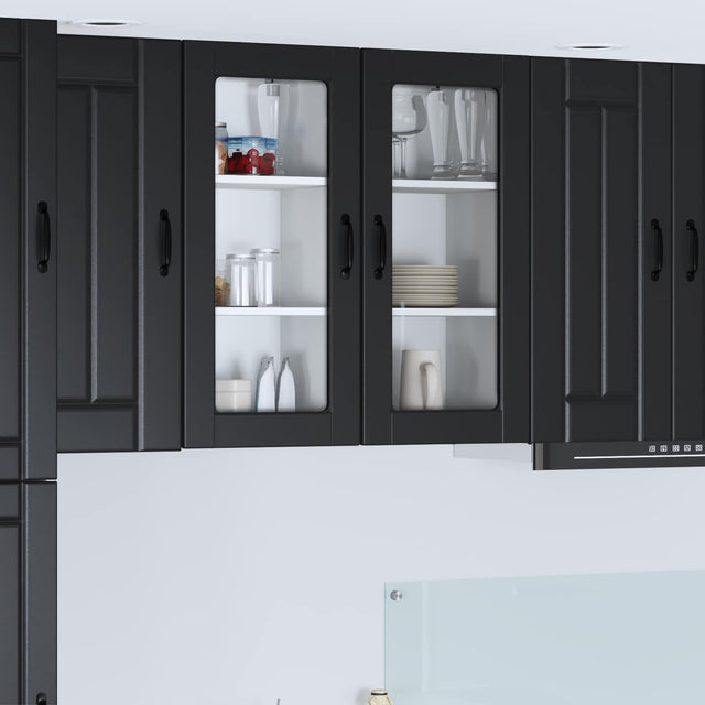 Vidaxl wandglas cabinet lucca 2 st zwart bewerkt hout