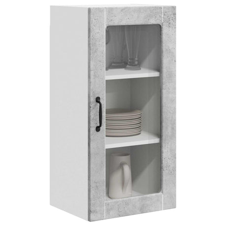Vidaxl wandglas cabinet lucca betongrijs 40 x 31 x 80 cm bewerkt hout