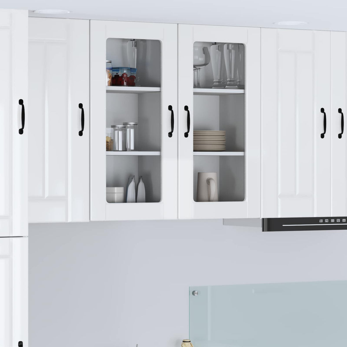 Vidaxl wandglas cabinet lucca 2 st hoogglans wit bewerkt hout