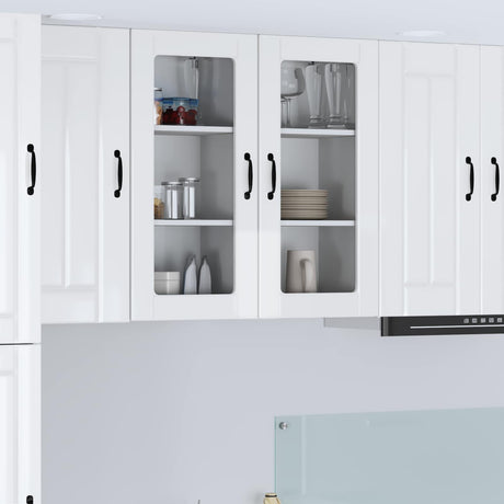 Vidaxl wandglas cabinet lucca 2 st hoogglans wit bewerkt hout