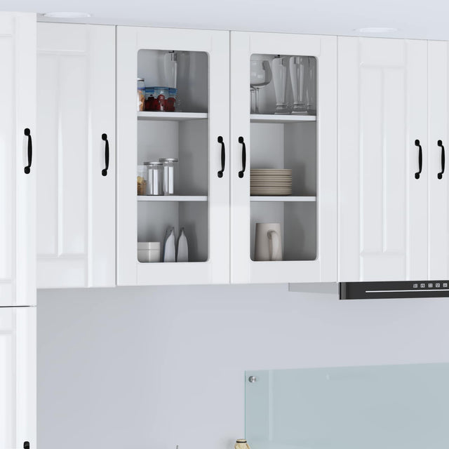 Vidaxl wandglas cabinet lucca 2 st hoogglans wit bewerkt hout