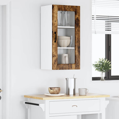 Vidaxl wandglas cabinet lucca gerookt eiken 40 x 31 x 80 cm