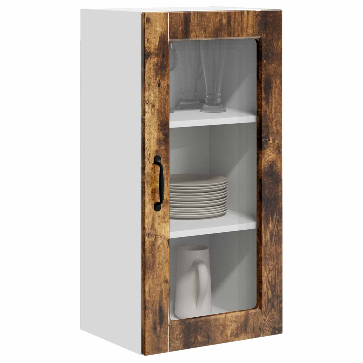 Vidaxl wandglas cabinet lucca gerookt eiken 40 x 31 x 80 cm