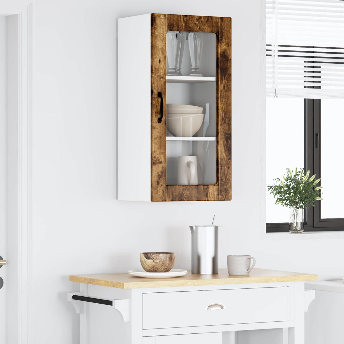Vidaxl wandglas cabinet lucca 2 st gerookt eiken bewerkt hout