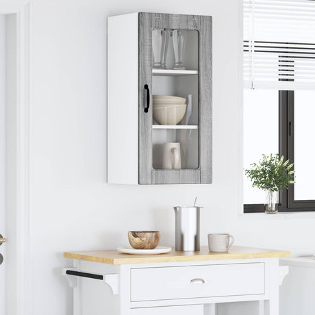 Vidaxl wandglas cabinet lucca 2 st grijs sonoma bewerkt hout