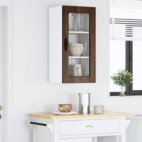 Vidaxl wandglas cabinet lucca bruin eiken 40 x 31 x 80 cm bewerkt hout