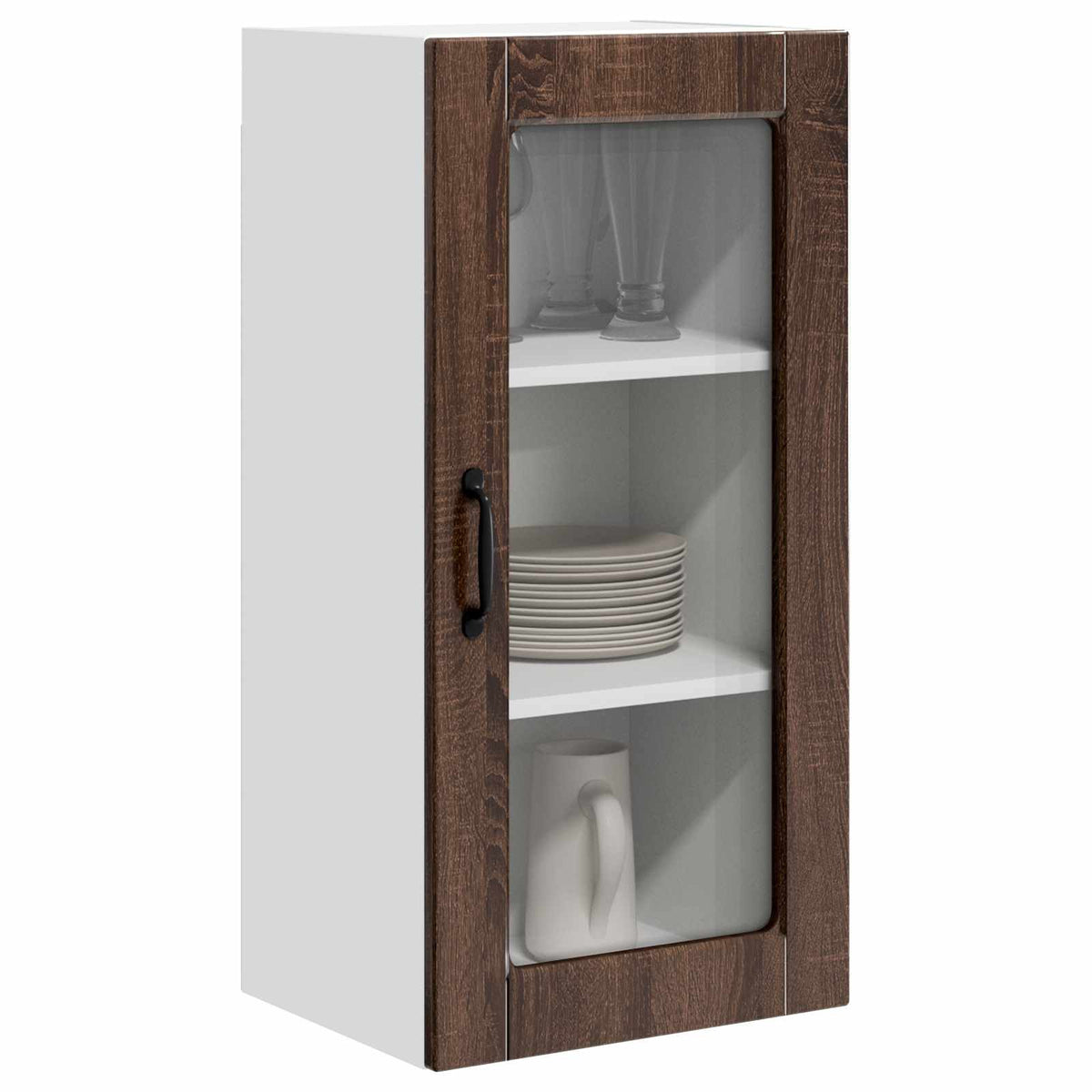 Vidaxl wandglas cabinet lucca bruin eiken 40 x 31 x 80 cm bewerkt hout