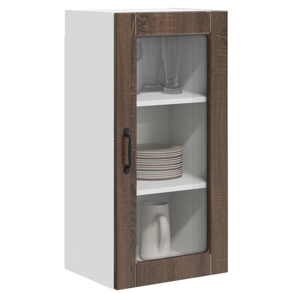 Vidaxl wandglas cabinet lucca 2 st bruin eiken bewerkt hout