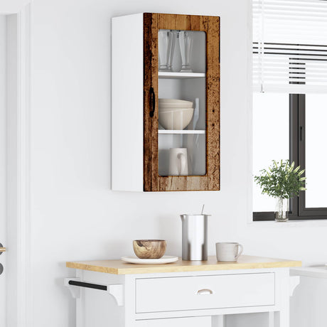 Vidaxl wandglas cabinet lucca oud hout 40 x 31 x 80 cm bewerkt hout