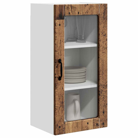 Vidaxl wandglas cabinet lucca oud hout 40 x 31 x 80 cm bewerkt hout