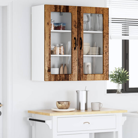 Vidaxl wandglas cabinet lucca 2 st oud hout bewerkt hout