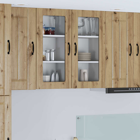 Vidaxl wandglas cabinet lucca artisanaal eiken 40 x 31 x 80 cm