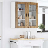 Vidaxl wandglas cabinet lucca 2 st artisanaal eiken bewerkt hout