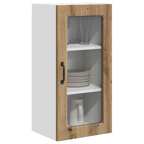 Vidaxl wandglas cabinet lucca 2 st artisanaal eiken bewerkt hout