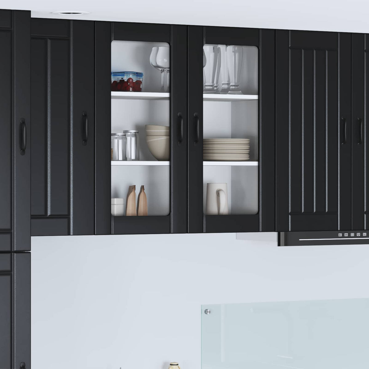 Vidaxl wandglas cabinet lucca zwart 80 x 31 x 80 cm bewerkt hout