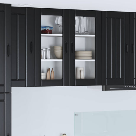 Vidaxl wandglas cabinet lucca zwart 80 x 31 x 80 cm bewerkt hout