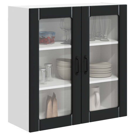 Vidaxl wandglas cabinet lucca zwart 80 x 31 x 80 cm bewerkt hout