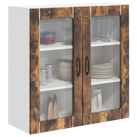 Vidaxl wandglas cabinet lucca gerookt eiken 80 x 31 x 80 cm