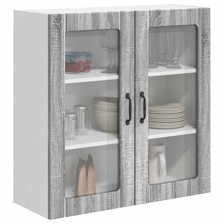 Vidaxl wandglas cabinet lucca grijs sonoma 80 x 31 x 80 cm