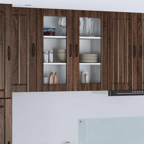 Vidaxl wandglas cabinet lucca bruin eiken 80 x 31 x 80 cm bewerkt hout