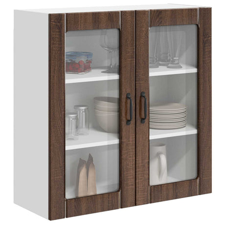 Vidaxl wandglas cabinet lucca bruin eiken 80 x 31 x 80 cm bewerkt hout