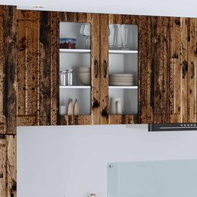 Vidaxl wandglas cabinet lucca oud hout 80 x 31 x 80 cm bewerkt hout