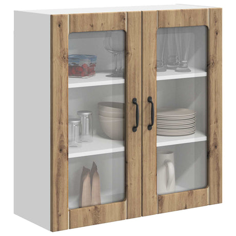 Vidaxl wandglas cabinet lucca artisanaal eiken 80 x 31 x 80 cm