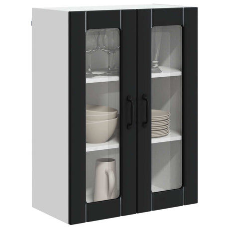 Vidaxl wandglas cabinet lucca zwart 60 x 31 x 80 cm bewerkt hout