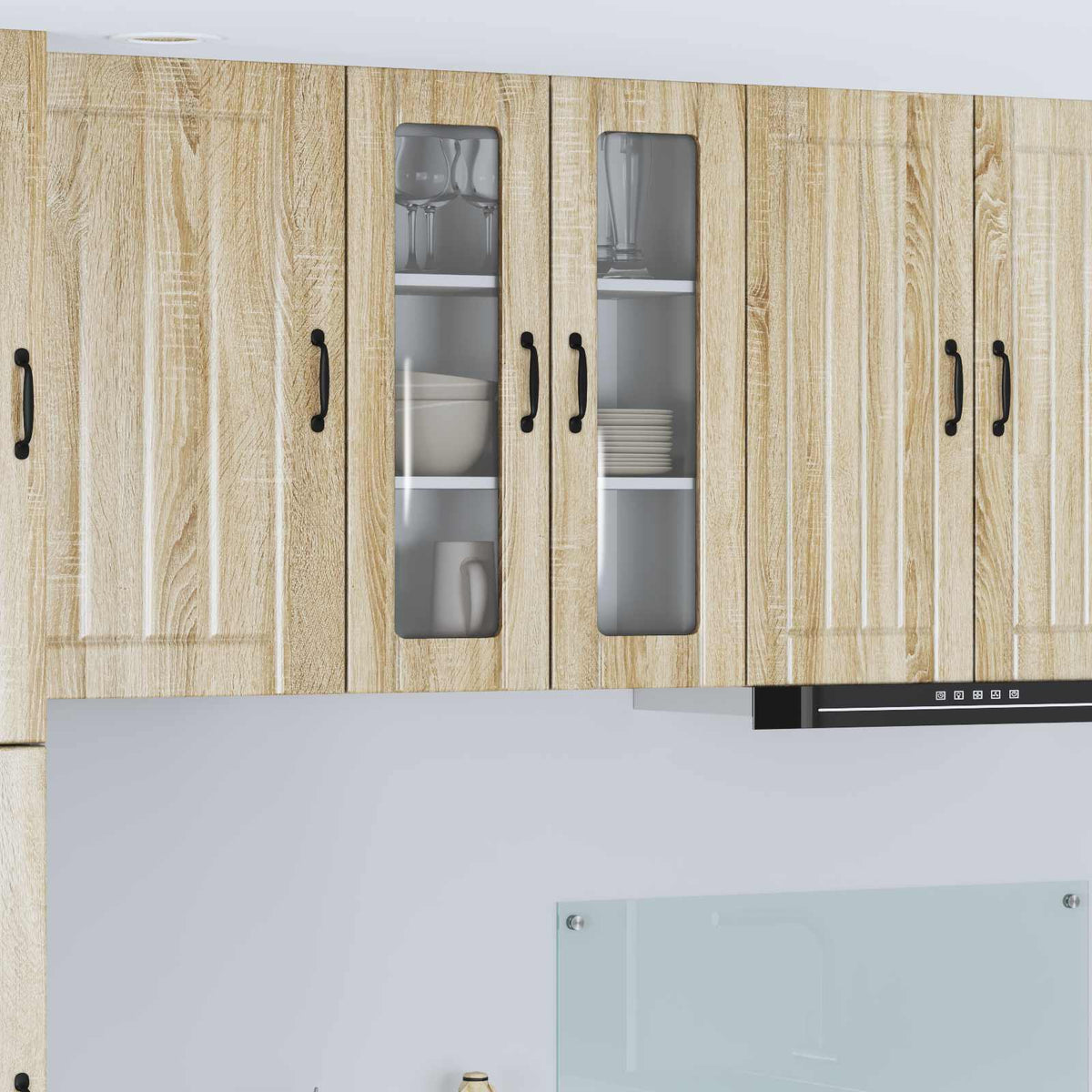 Vidaxl wandglas cabinet lucca sonoma eiken 60 x 31 x 80 cm
