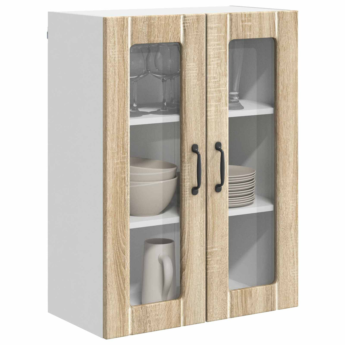 Vidaxl wandglas cabinet lucca sonoma eiken 60 x 31 x 80 cm