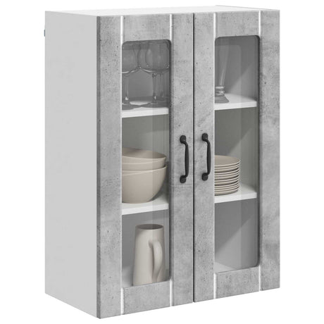 Vidaxl wandglas cabinet lucca betongrijs 60 x 31 x 80 cm bewerkt hout