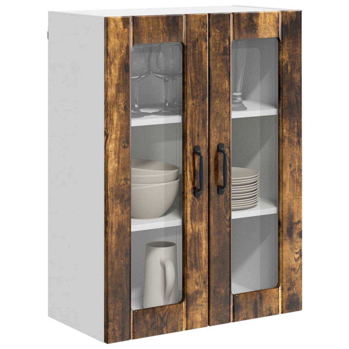 Vidaxl wandglas cabinet lucca gerookt eiken 60 x 31 x 80 cm