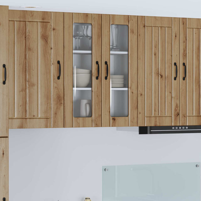 Vidaxl wandglas cabinet lucca artisanaal eiken 60 x 31 x 80 cm
