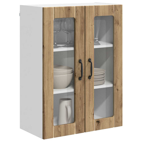 Vidaxl wandglas cabinet lucca artisanaal eiken 60 x 31 x 80 cm