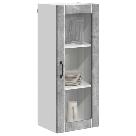 Vidaxl wandglas cabinet lucca betongrijs 40 x 31 x 100 cm bewerkt hout