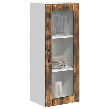 Vidaxl wandglas cabinet lucca gerookt eiken 40 x 31 x 100 cm