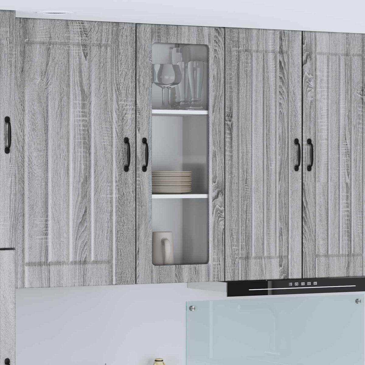 Vidaxl wandglas cabinet lucca grijs sonoma 40 x 31 x 100 cm